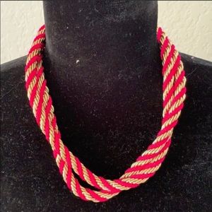 Vineyard Vines pink and gold twisted rope necklace